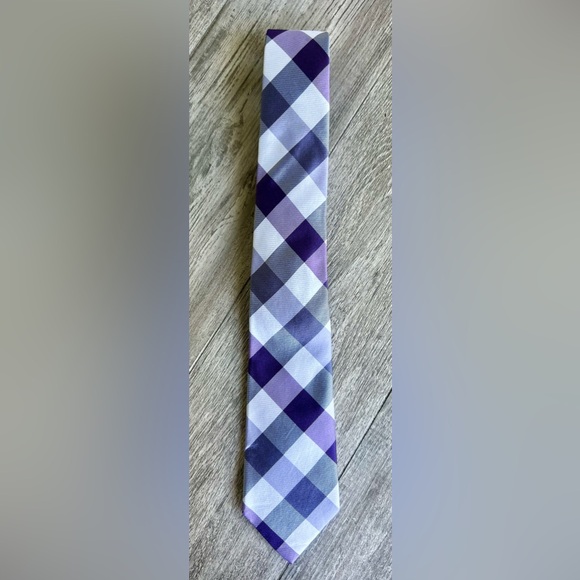 Express Purple and Gray Plaid Tie - Picture 1 of 2